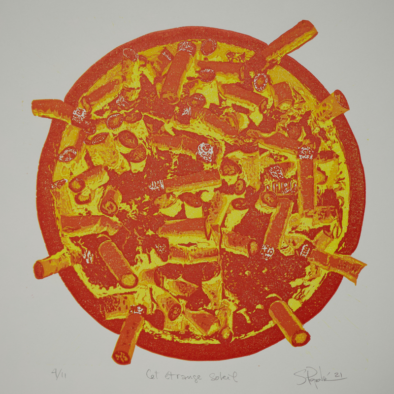 cet étrange soleil - reduction linocut 2021